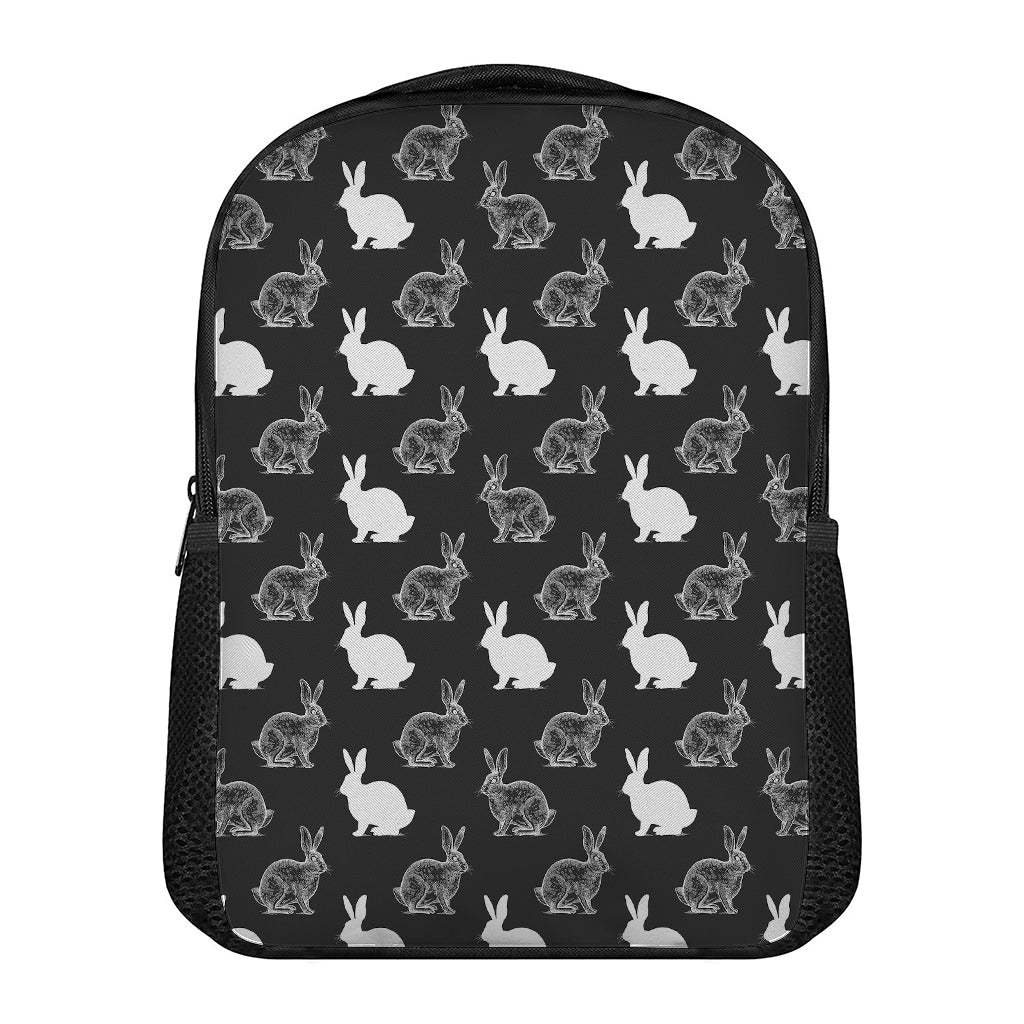 Black And White Rabbit Pattern Print Casual Backpack