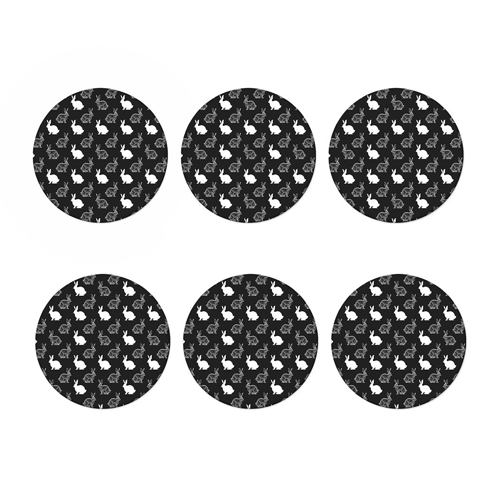 Black And White Rabbit Pattern Print Coaster Set