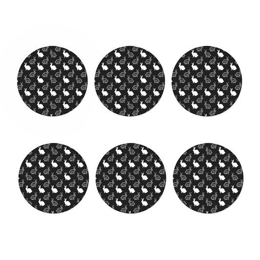 Black And White Rabbit Pattern Print Coaster Set