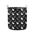 Black And White Rabbit Pattern Print Collapsible Laundry Basket