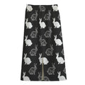 Black And White Rabbit Pattern Print Cotton Front Slit Maxi Skirt