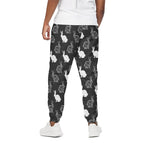 Black And White Rabbit Pattern Print Cotton Pants