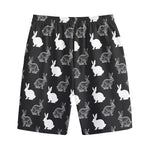 Black And White Rabbit Pattern Print Cotton Shorts