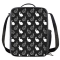 Black And White Rabbit Pattern Print Crossbody Lunch Bag