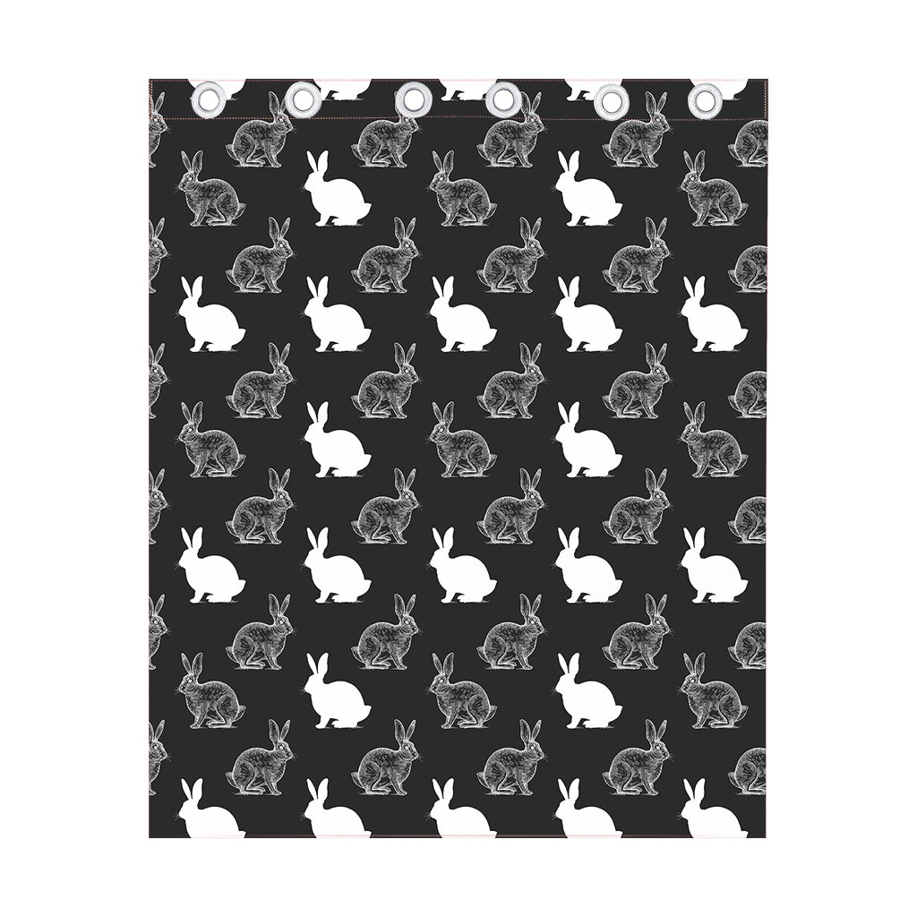 Black And White Rabbit Pattern Print Curtain