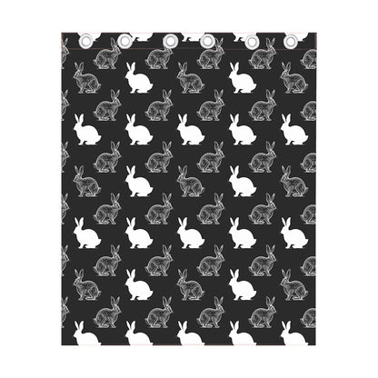 Black And White Rabbit Pattern Print Curtain
