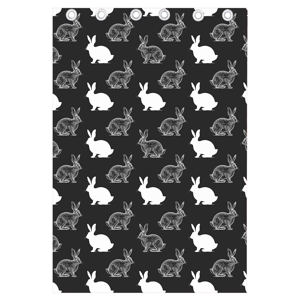 Black And White Rabbit Pattern Print Curtain