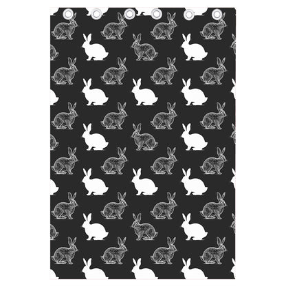 Black And White Rabbit Pattern Print Curtain