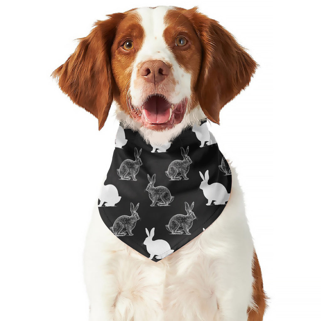 Black And White Rabbit Pattern Print Dog Bandana