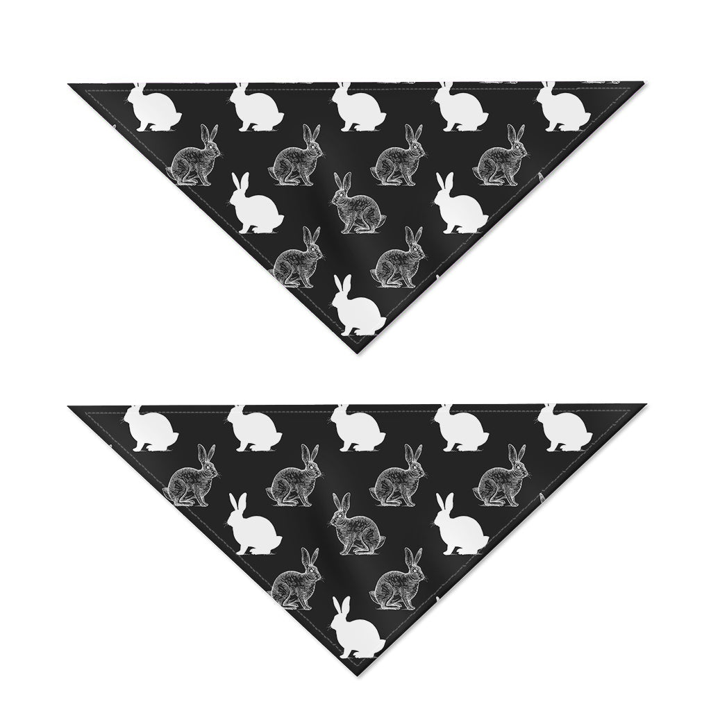 Black And White Rabbit Pattern Print Dog Bandana