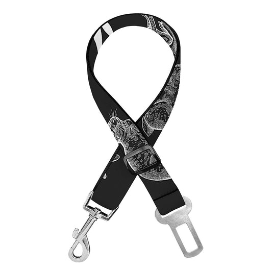 Black And White Rabbit Pattern Print Dog Seat Belt