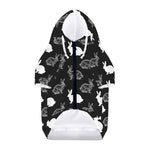 Black And White Rabbit Pattern Print Dog Zip Up Hoodie