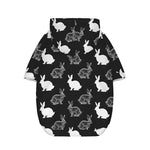 Black And White Rabbit Pattern Print Dog Zip Up Hoodie