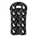 Black And White Rabbit Pattern Print Double Neoprene Wine Tote