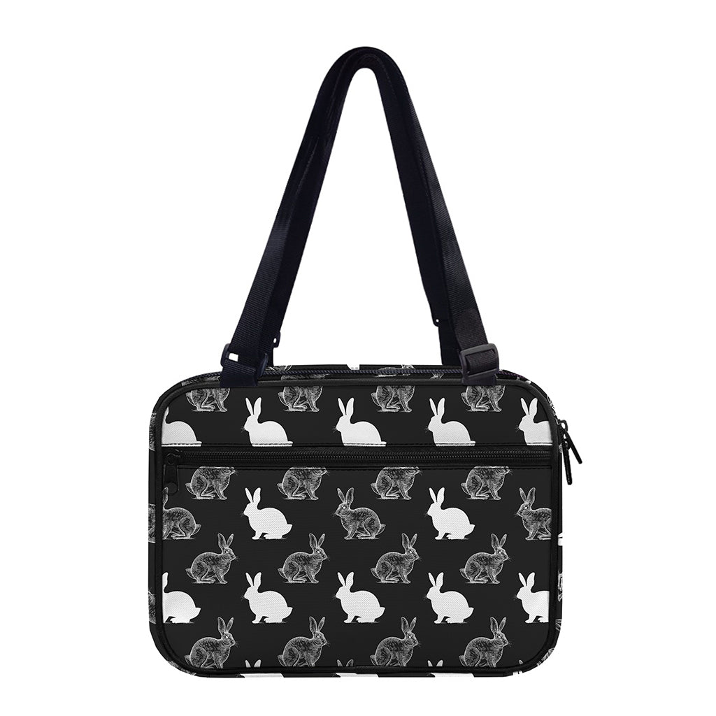 Black And White Rabbit Pattern Print Double Strap Bible Bag