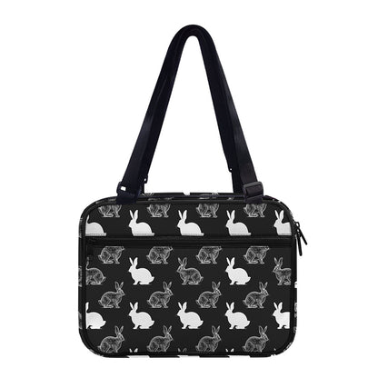 Black And White Rabbit Pattern Print Double Strap Bible Bag