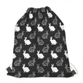 Black And White Rabbit Pattern Print Drawstring Bag