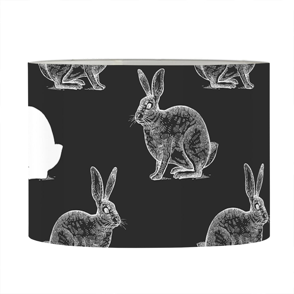 Black And White Rabbit Pattern Print Drum Lamp Shade