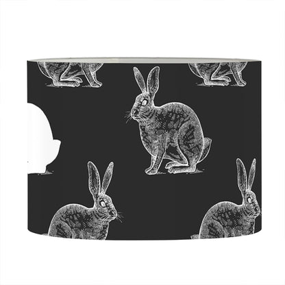 Black And White Rabbit Pattern Print Drum Lamp Shade