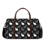 Black And White Rabbit Pattern Print Duffle Bag