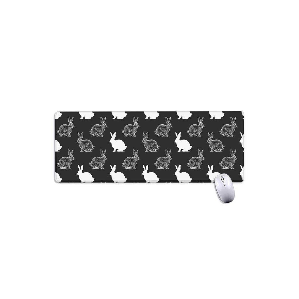 Black And White Rabbit Pattern Print Extended Mouse Pad