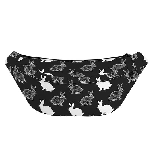 Black And White Rabbit Pattern Print Fanny Pack