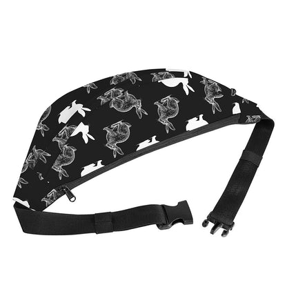 Black And White Rabbit Pattern Print Fanny Pack
