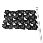 Black And White Rabbit Pattern Print Flag