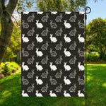Black And White Rabbit Pattern Print Garden Flag