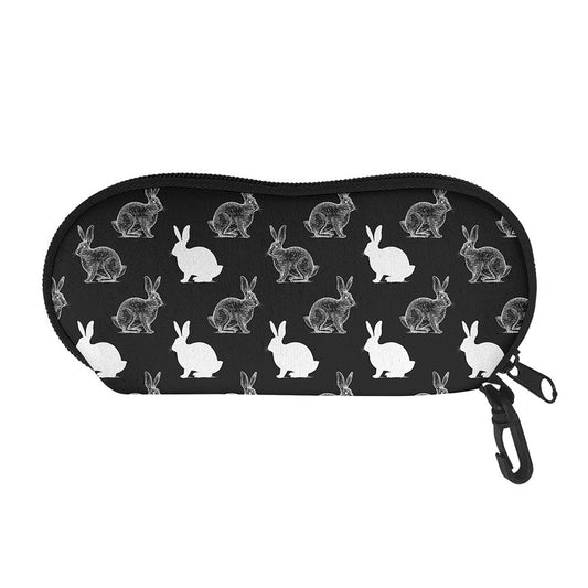Black And White Rabbit Pattern Print Glasses Case