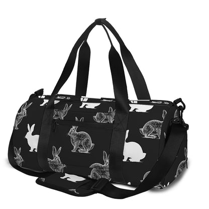Black And White Rabbit Pattern Print Gym Bag