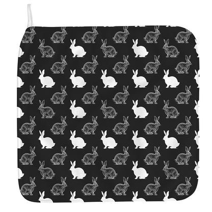 Black And White Rabbit Pattern Print Hand Towel
