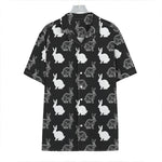 Black And White Rabbit Pattern Print Hawaiian Shirt