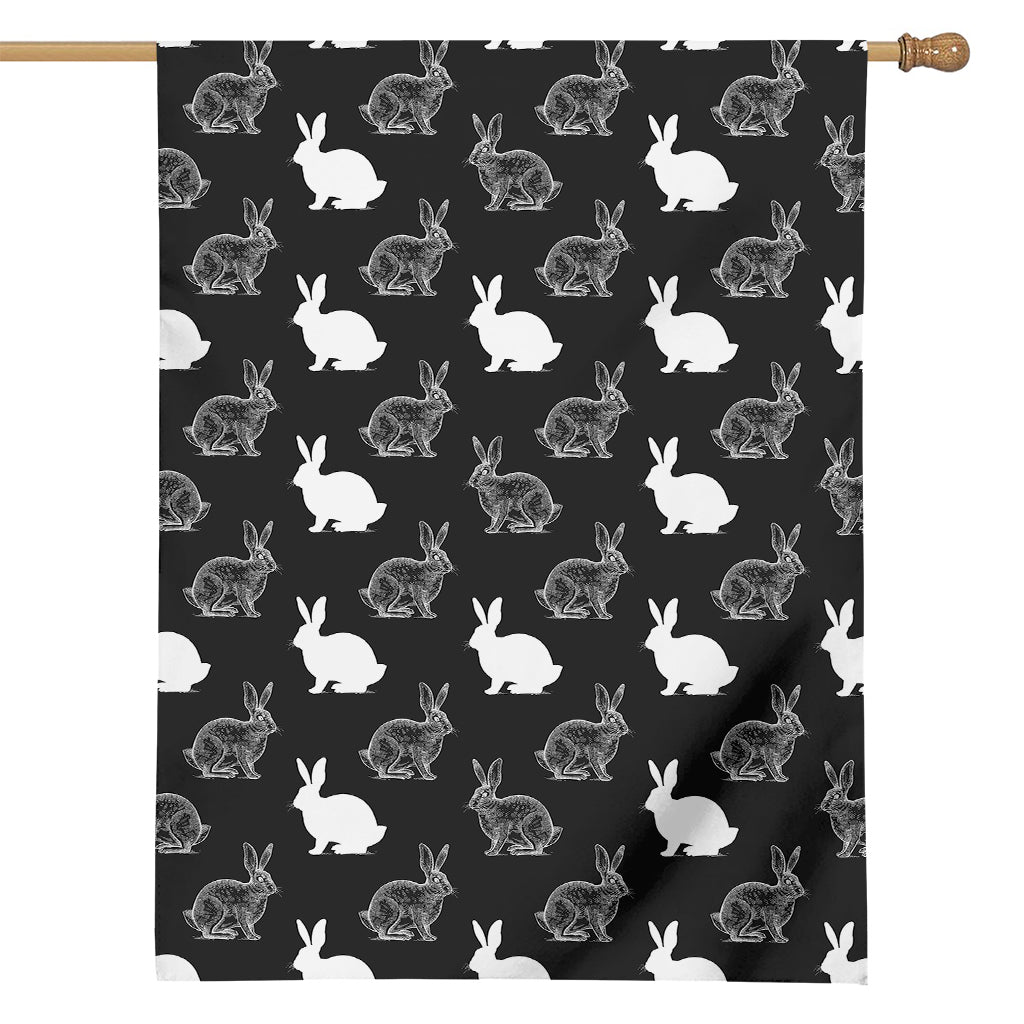 Black And White Rabbit Pattern Print House Flag