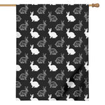Black And White Rabbit Pattern Print House Flag