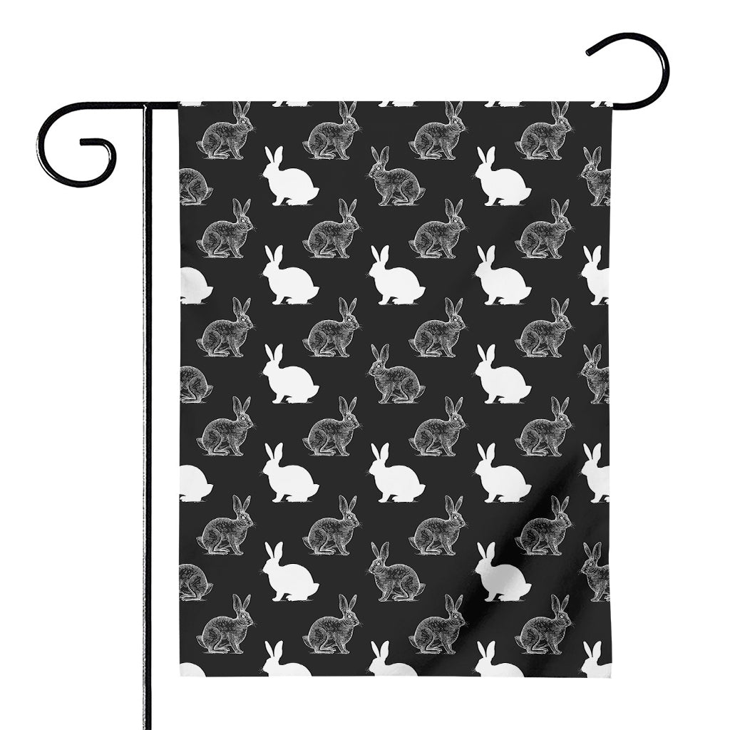 Black And White Rabbit Pattern Print House Flag