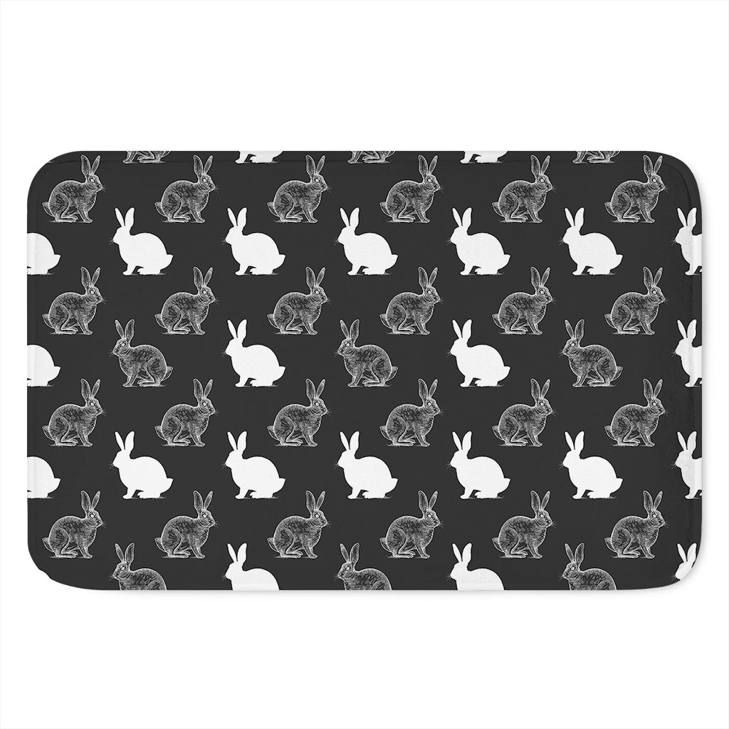 Black And White Rabbit Pattern Print Indoor Door Mat