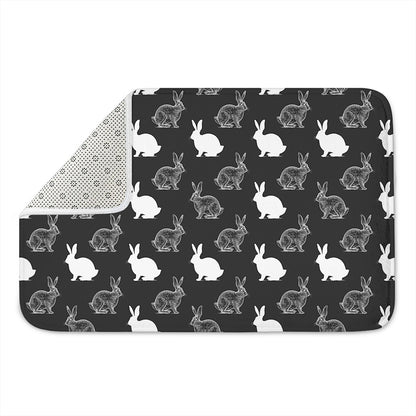 Black And White Rabbit Pattern Print Indoor Door Mat