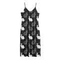 Black And White Rabbit Pattern Print Jersey Midi Cami Dress