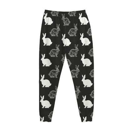 Black And White Rabbit Pattern Print Jogger Pants