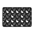 Black And White Rabbit Pattern Print Kitchen Mat