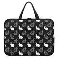 Black And White Rabbit Pattern Print Laptop Sleeve With Handle