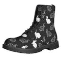 Black And White Rabbit Pattern Print Lace-Up Boots