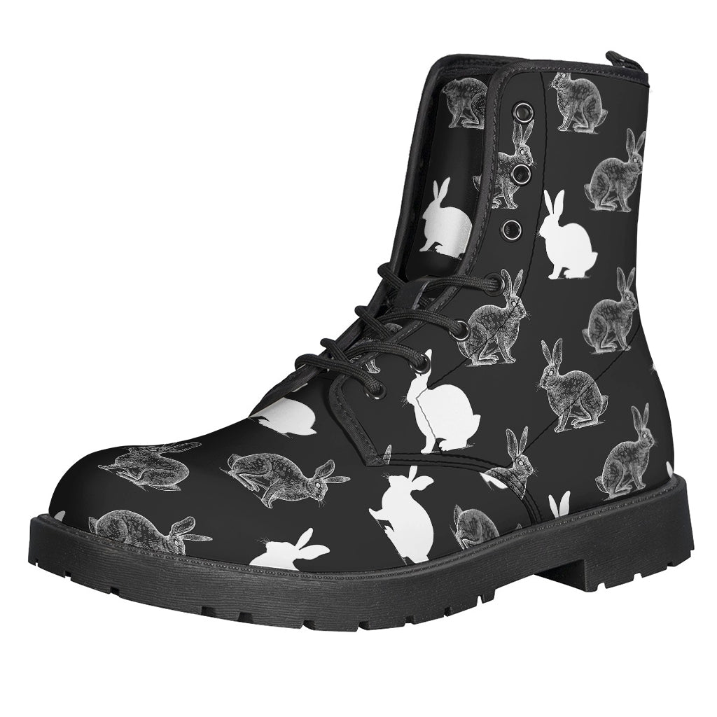 Black And White Rabbit Pattern Print Backpack