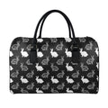 Black And White Rabbit Pattern Print Leather Duffel Bag