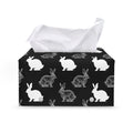 Black And White Rabbit Pattern Print Leather Tissue Box Cover