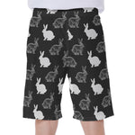 Black And White Rabbit Pattern Print Men's Beach Shorts