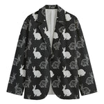 Black And White Rabbit Pattern Print Men's Blazer