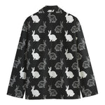 Black And White Rabbit Pattern Print Men's Blazer