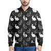 Black And White Rabbit Pattern Print Men's Bomber Jacket